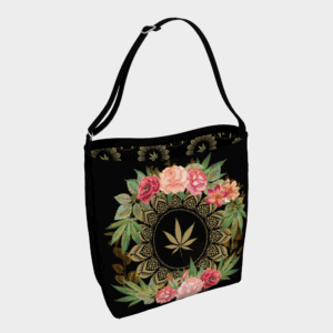 FashionablyHigh.ca Signature Rose Buds and Flowers Tote Bag in Black